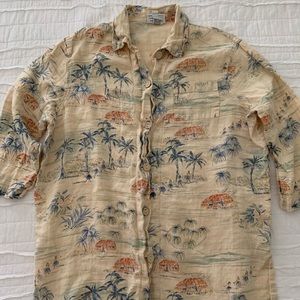VINTAGE GeorgeGeorge Linen Hawaiian Shirt